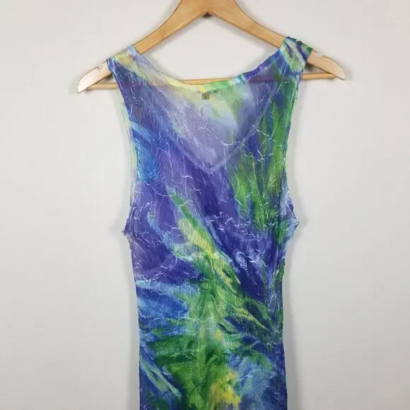 Komarov Purple Blue Green Sheer Dress Sz XL Item #9517 - Picture 11 of 14